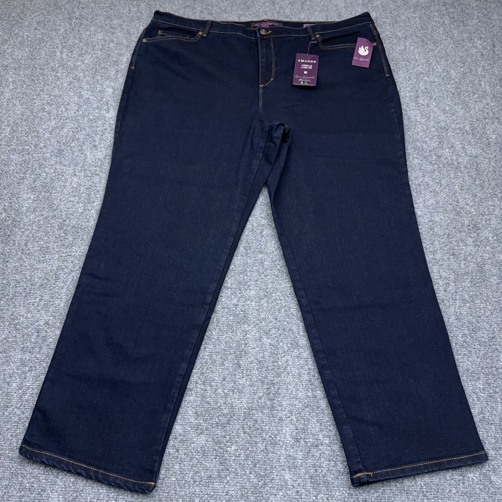 NEW Gloria Vanderbilt Amanda Jeans Women 22W Rinse Noir Tapered Classic Rise